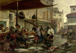 The Fish Market, Venice, Italy by William H. Jobbins